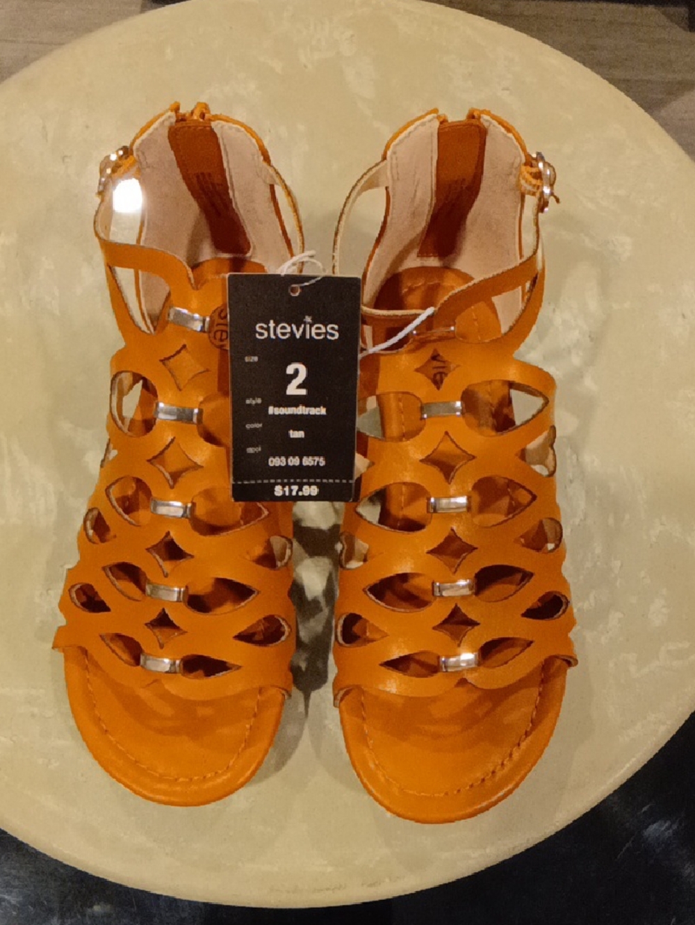 Stevies Women's Orange Cutout Strappy Sandals